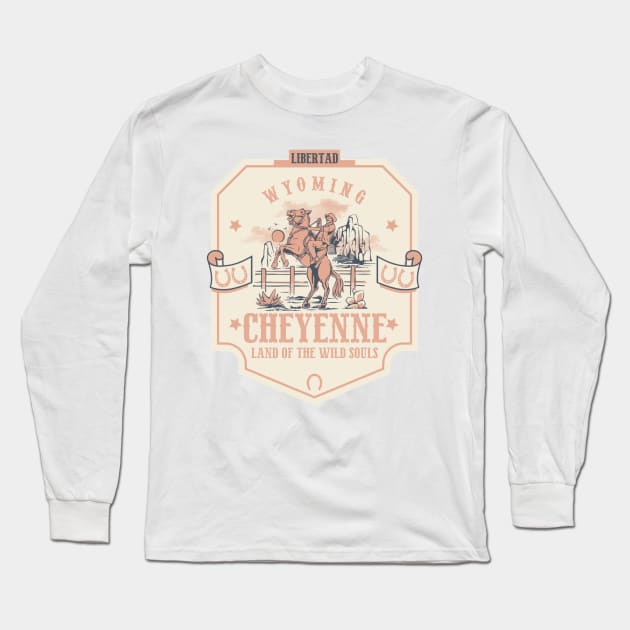 Cheyenne Wyoming wild west town Long Sleeve T-Shirt by The Owlhoot 